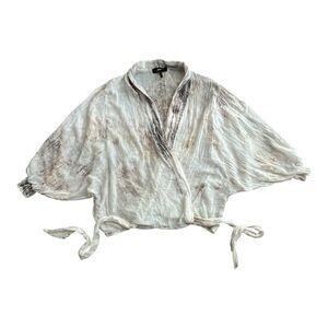 Jupee made in USA Elegant White tie dye Tie-Front Blouse Sz S/M